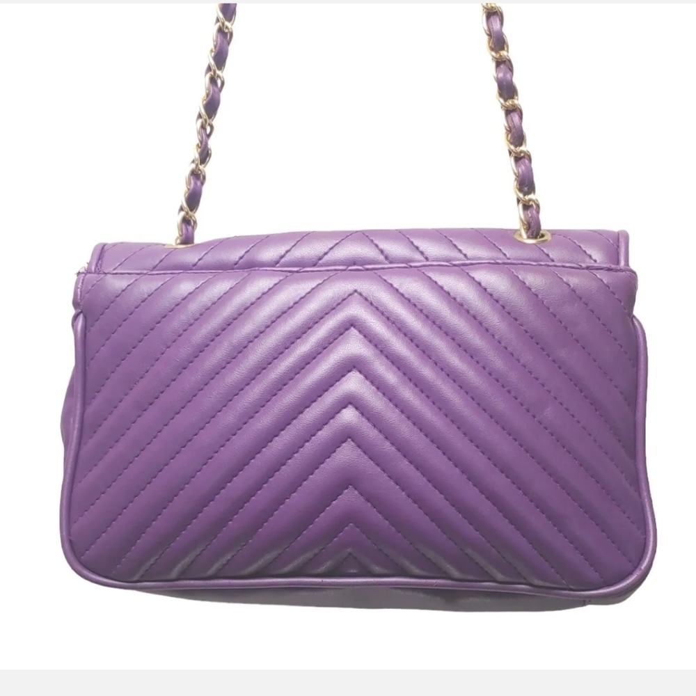 Handbag Monique Plum Purple Chain Shoulder Bag Med Crossbody Purse Chain Strap - Picture 3 of 9